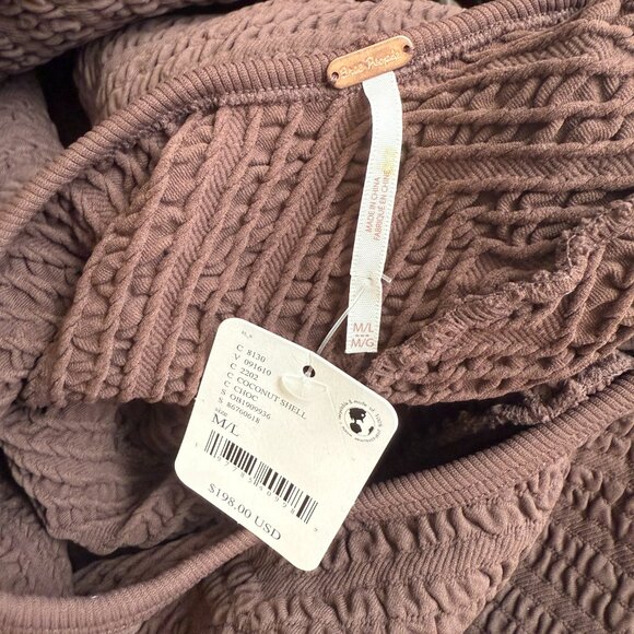 Free People Gabby Seamless Midi Dress Women's M/L Chocolate Brown Textured NWT - Picture 13 of 16